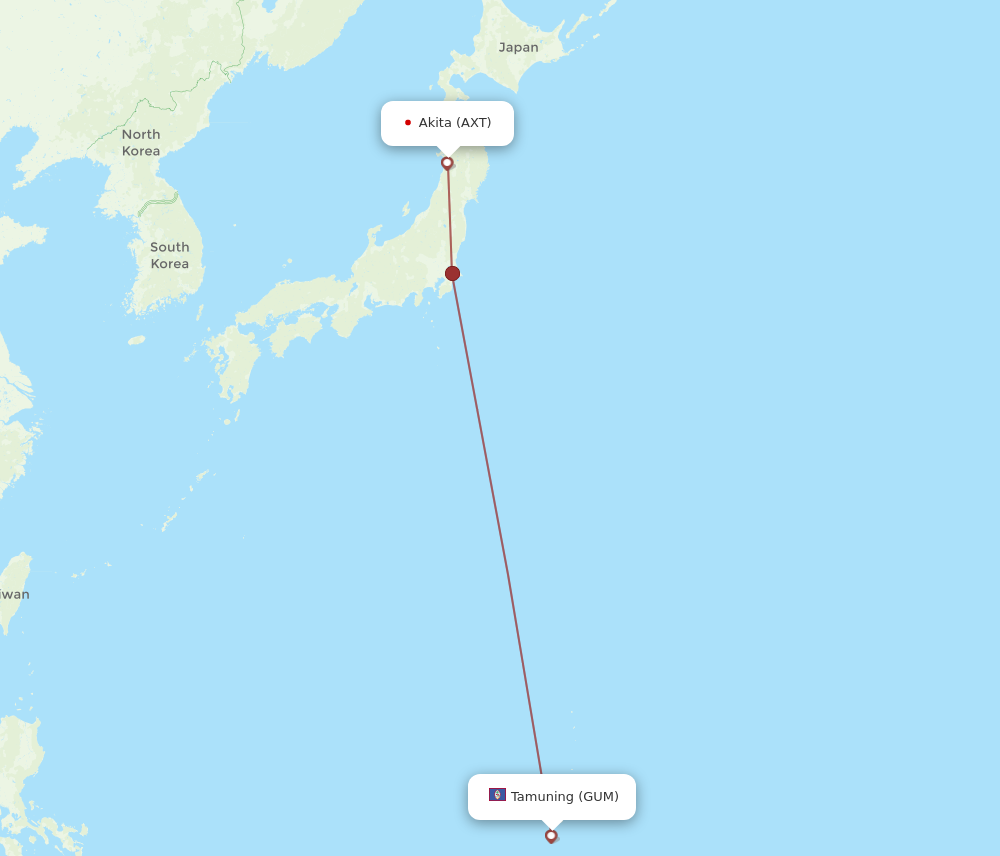 Flights from Guam to Akita, GUM to AXT - Flight Routes