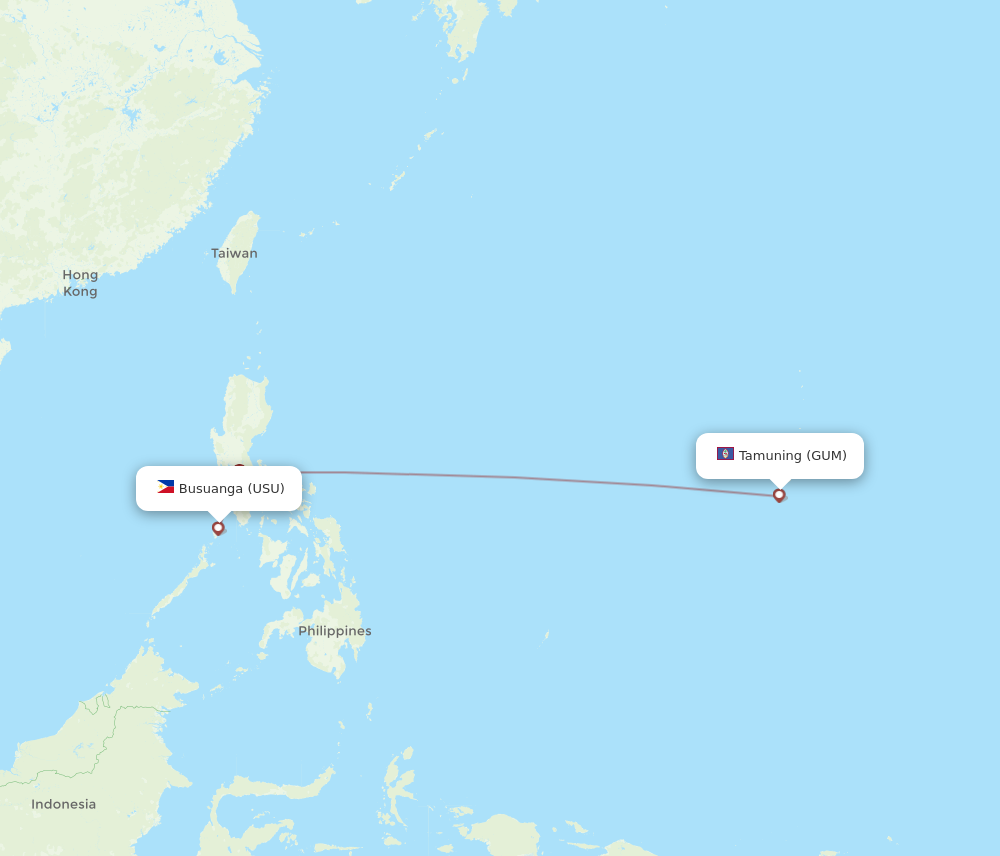 All flight routes from Guam to Busuanga, GUM to USU - Flight Routes