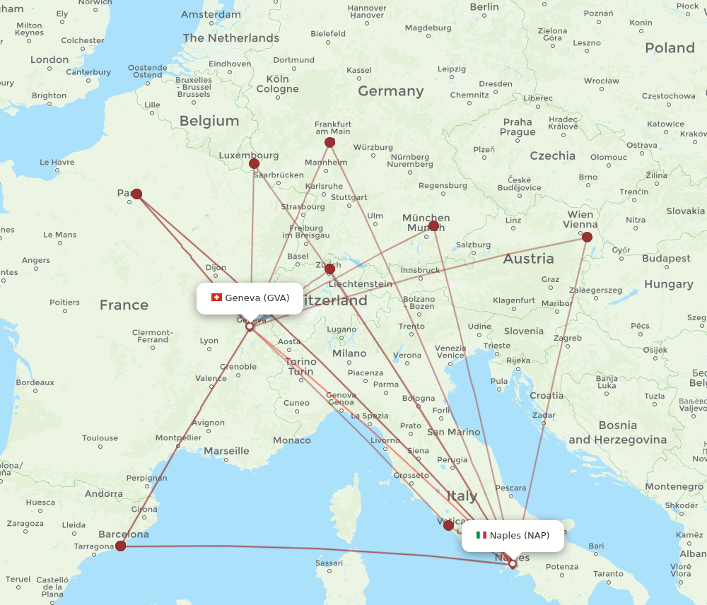GVA to NAP flights and routes map