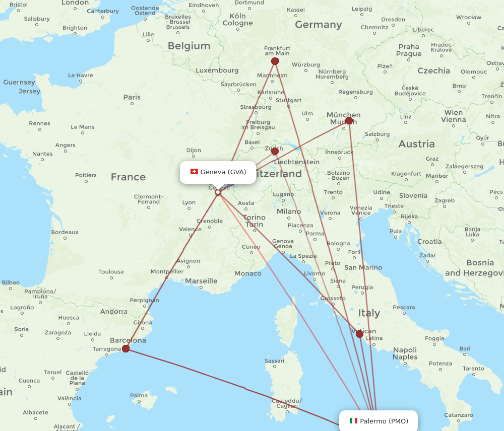 GVA to PMO flights and routes map