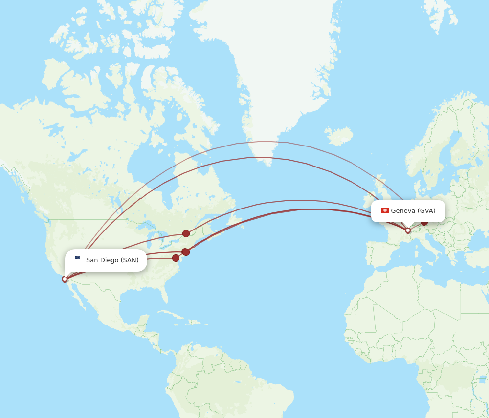 Flights from Geneva to San Diego GVA to SAN Flight Routes