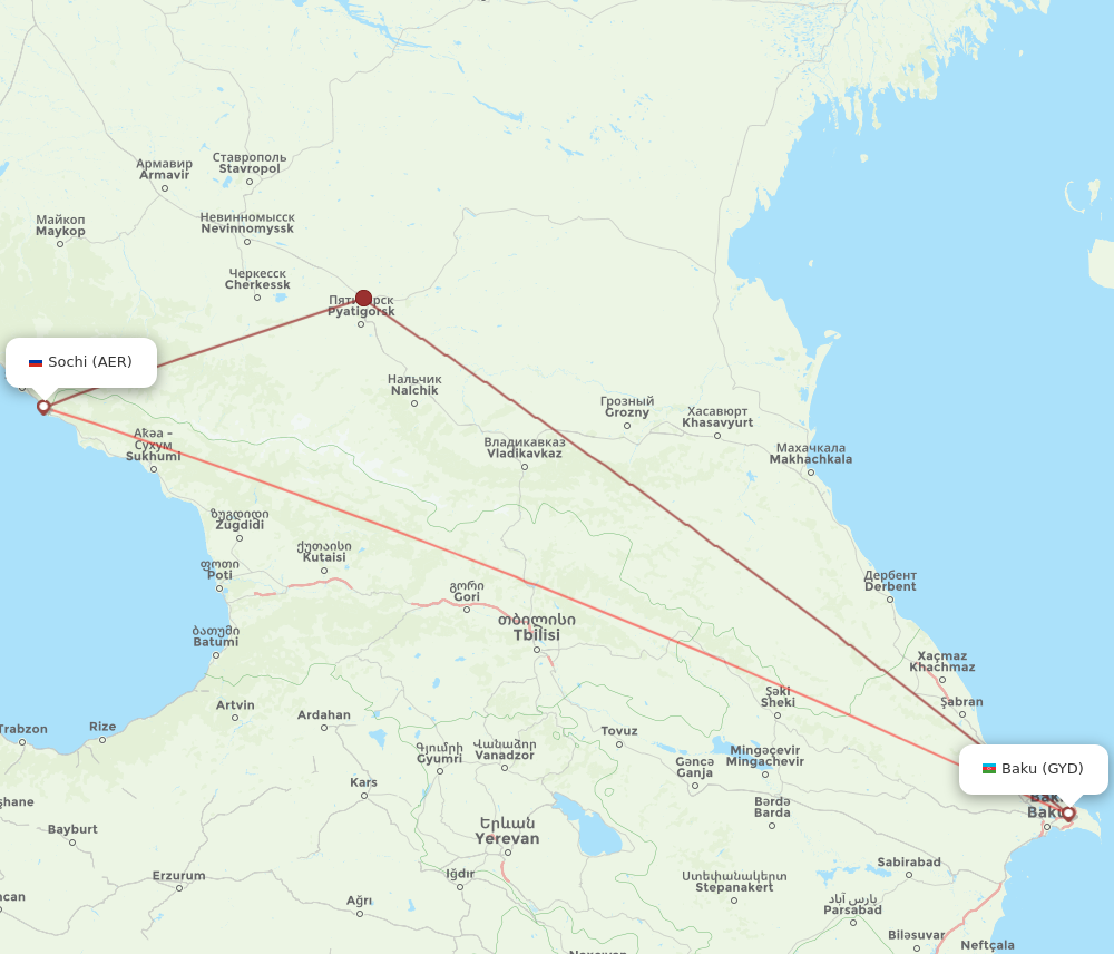 Flights from Baku to Adler Sochi GYD to AER Flight Routes