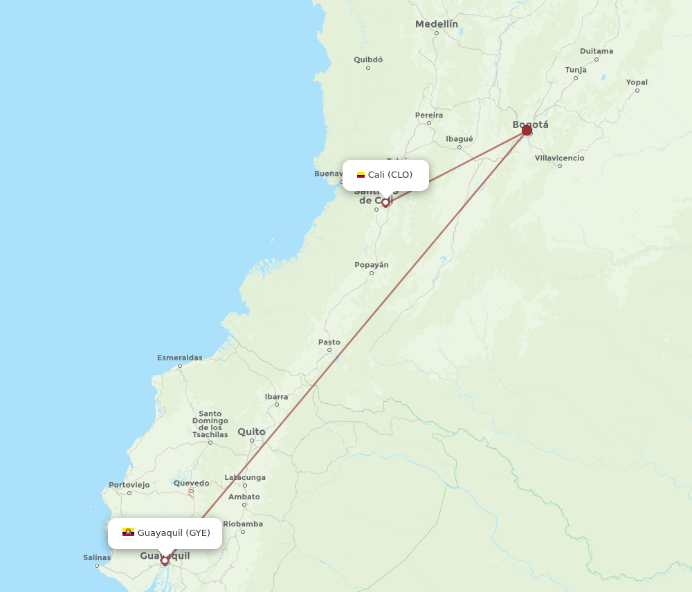 Flights from Guayaquil to Cali GYE to CLO Flight Routes