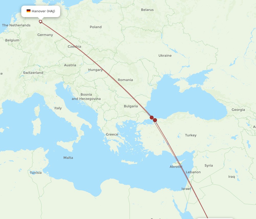 HAJ to MED flights and routes map
