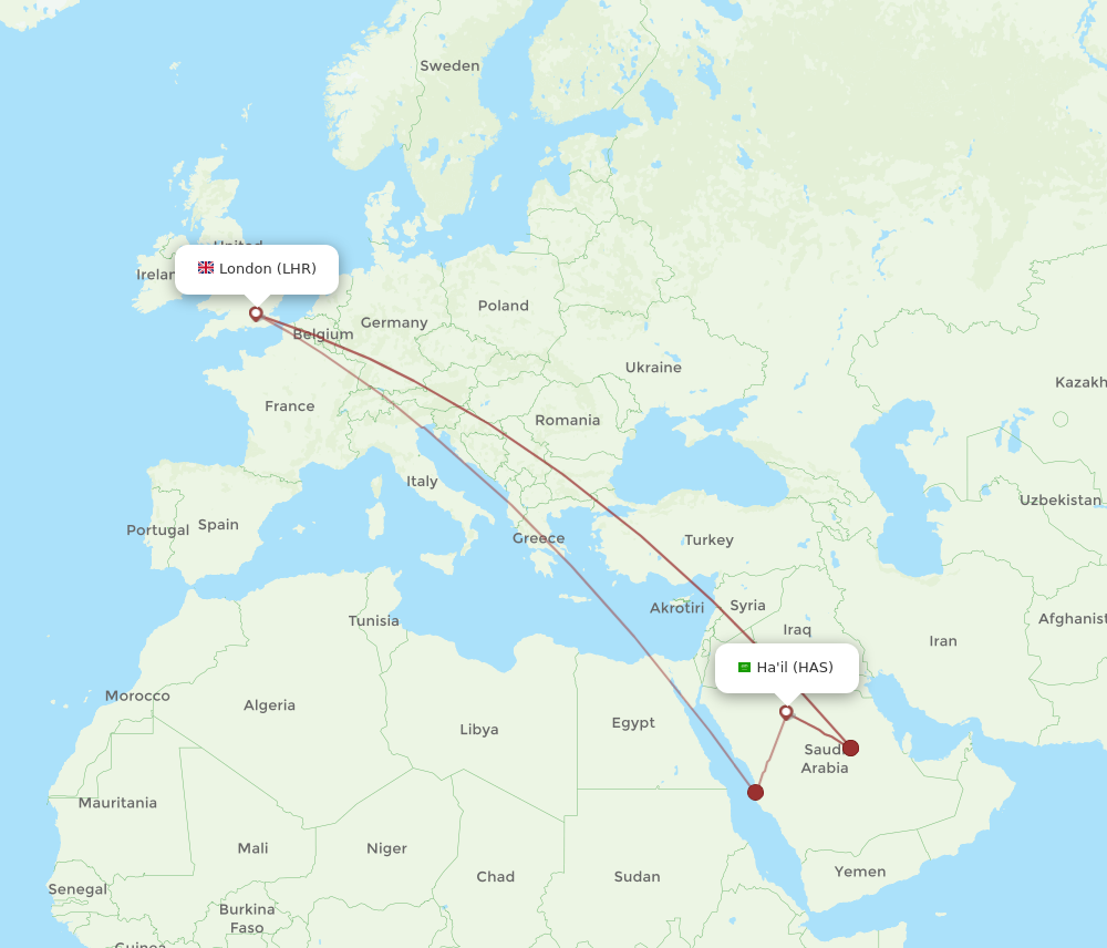 Flights From Hail To London, HAS To LHR - Flight Routes