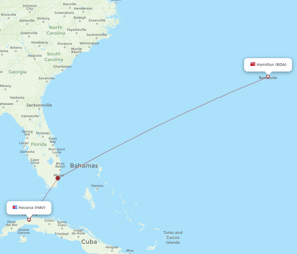 Flights from Havana to Bermuda HAV to BDA Flight Routes