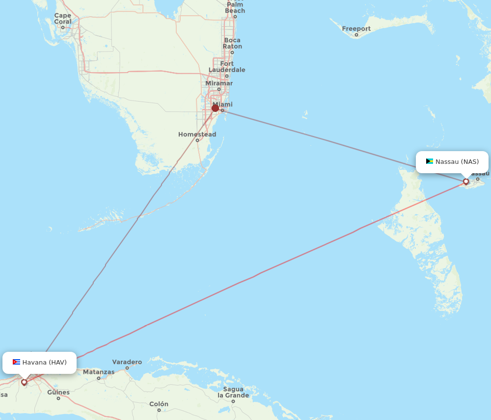 Flights from Havana to Nassau HAV to NAS Flight Routes