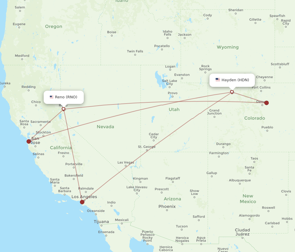 Flights from Hayden to Reno HDN to RNO Flight Routes