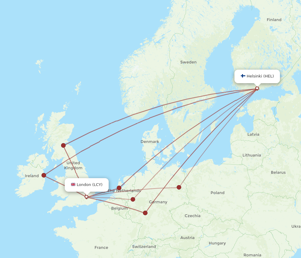 Flights from Helsinki to London HEL to LCY Flight Routes