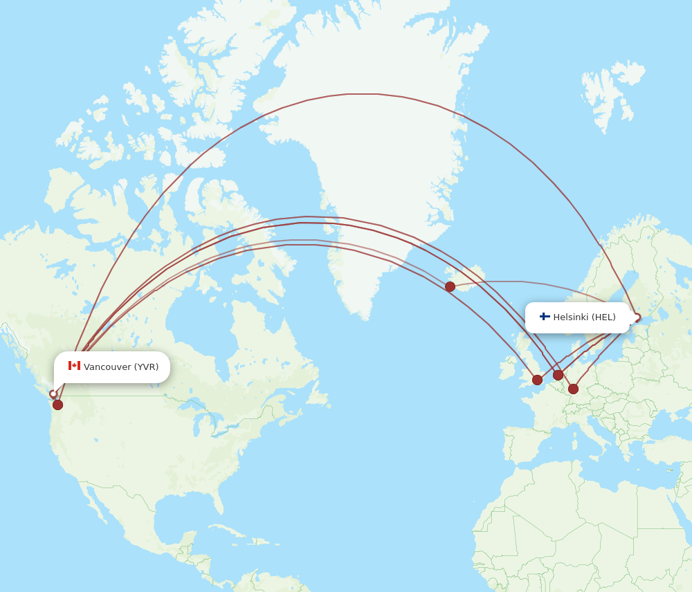 All Flight Routes From Helsinki To Vancouver Hel To Yvr Flight Routes 6628