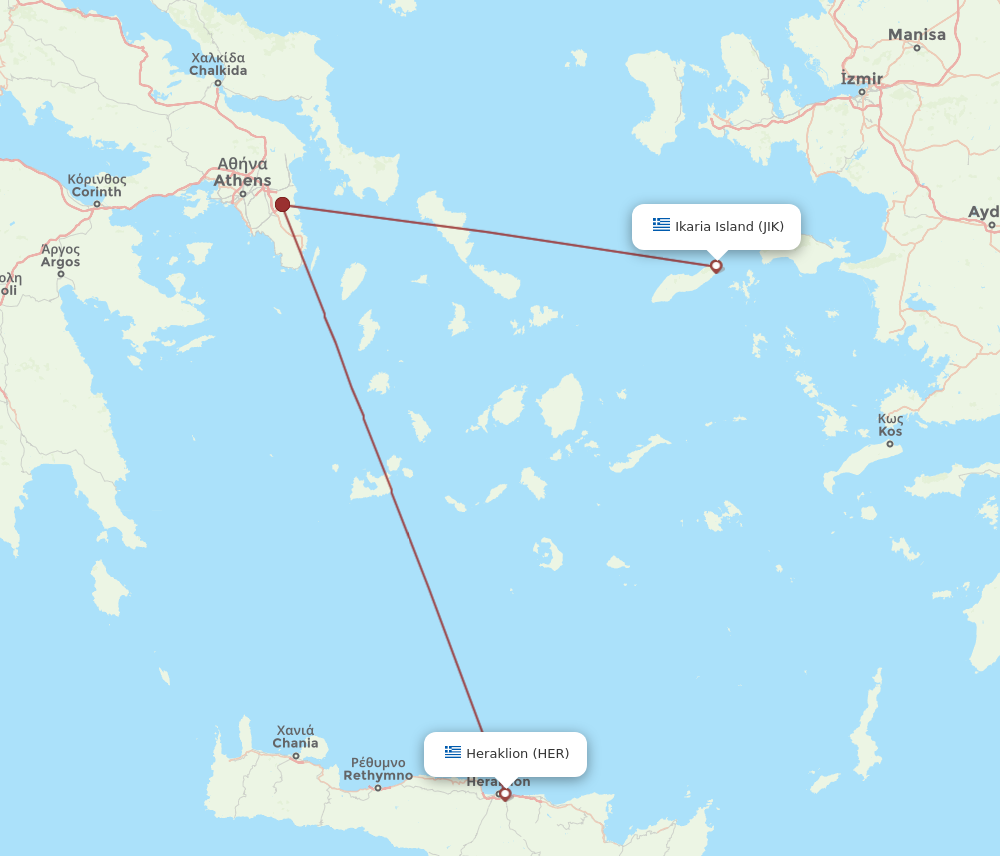 Flights from Heraklion to Ikaria Island, HER to JIK - Flight Routes