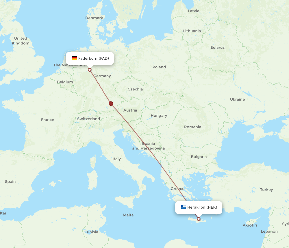 All Flight Routes From Heraklion To Paderborn, HER To PAD - Flight Routes