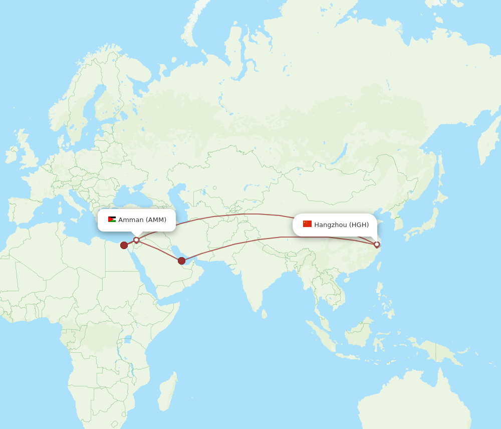 Flights from Hangzhou to Amman, HGH to AMM - Flight Routes