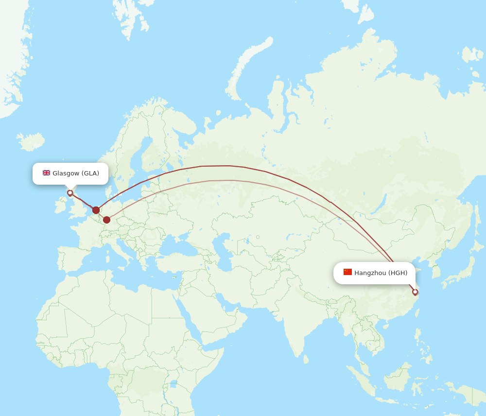 HGH to GLA flights and routes map