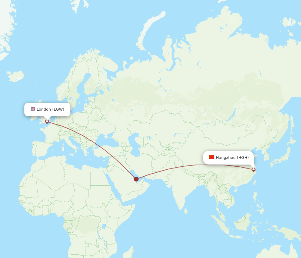 HGH to LGW flights and routes map