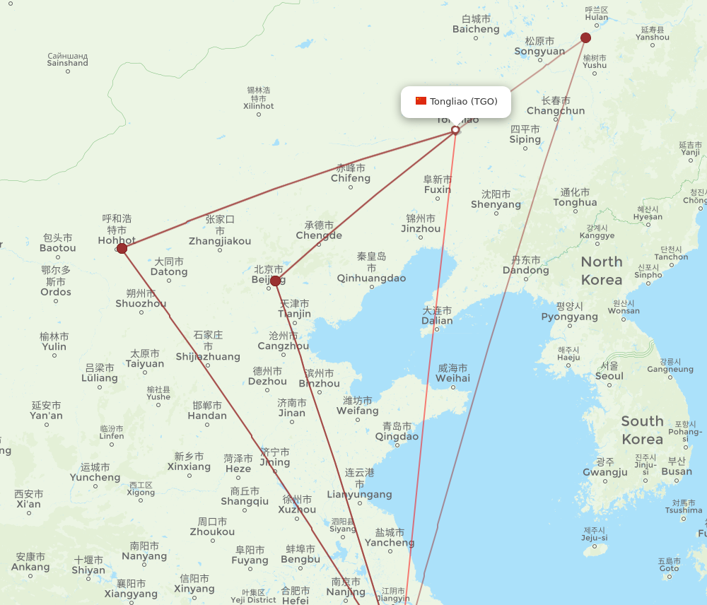 Flights from Hangzhou to Tongliao, HGH to TGO - Flight Routes