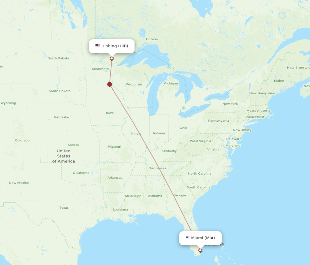 Flights from Hibbing to Miami HIB to MIA Flight Routes