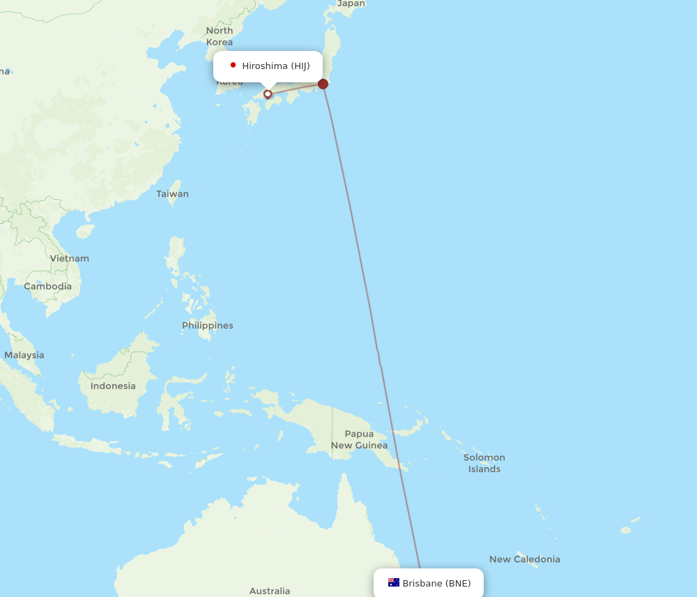 Flights from Hiroshima to Brisbane HIJ to BNE Flight Routes