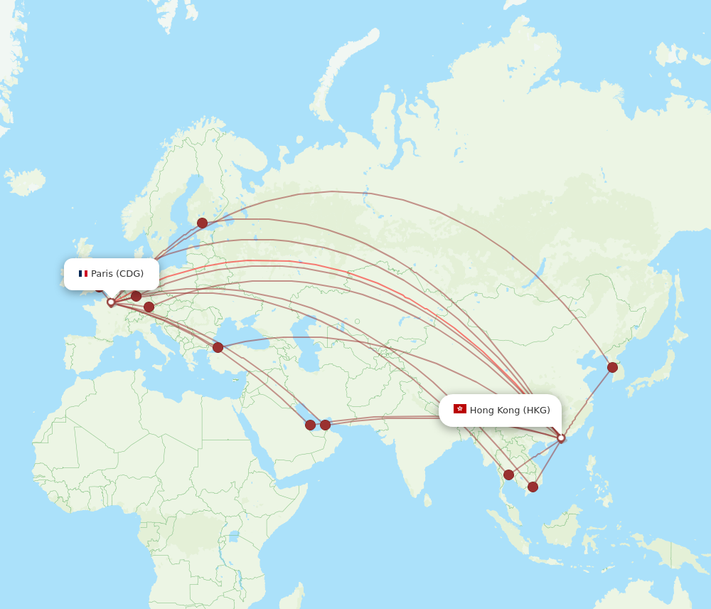 All Flight Routes From Hong Kong To Paris, HKG To CDG - Flight Routes