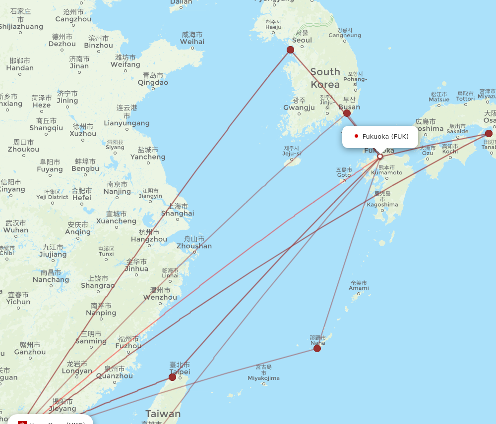 Flights from Hong Kong to Fukuoka HKG to FUK Flight Routes