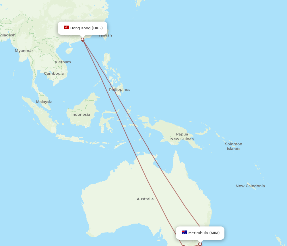 Flights from Hong Kong to Merimbula HKG to MIM Flight Routes