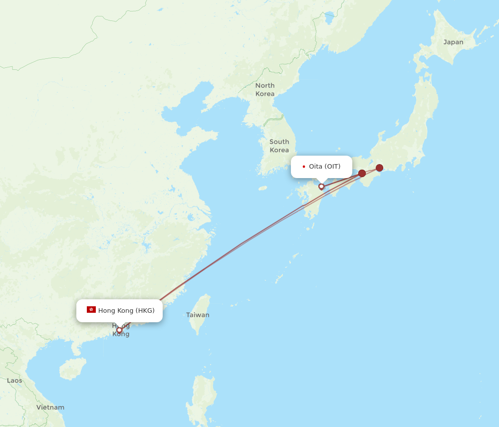 Flights from Hong Kong to Oita HKG to OIT Flight Routes