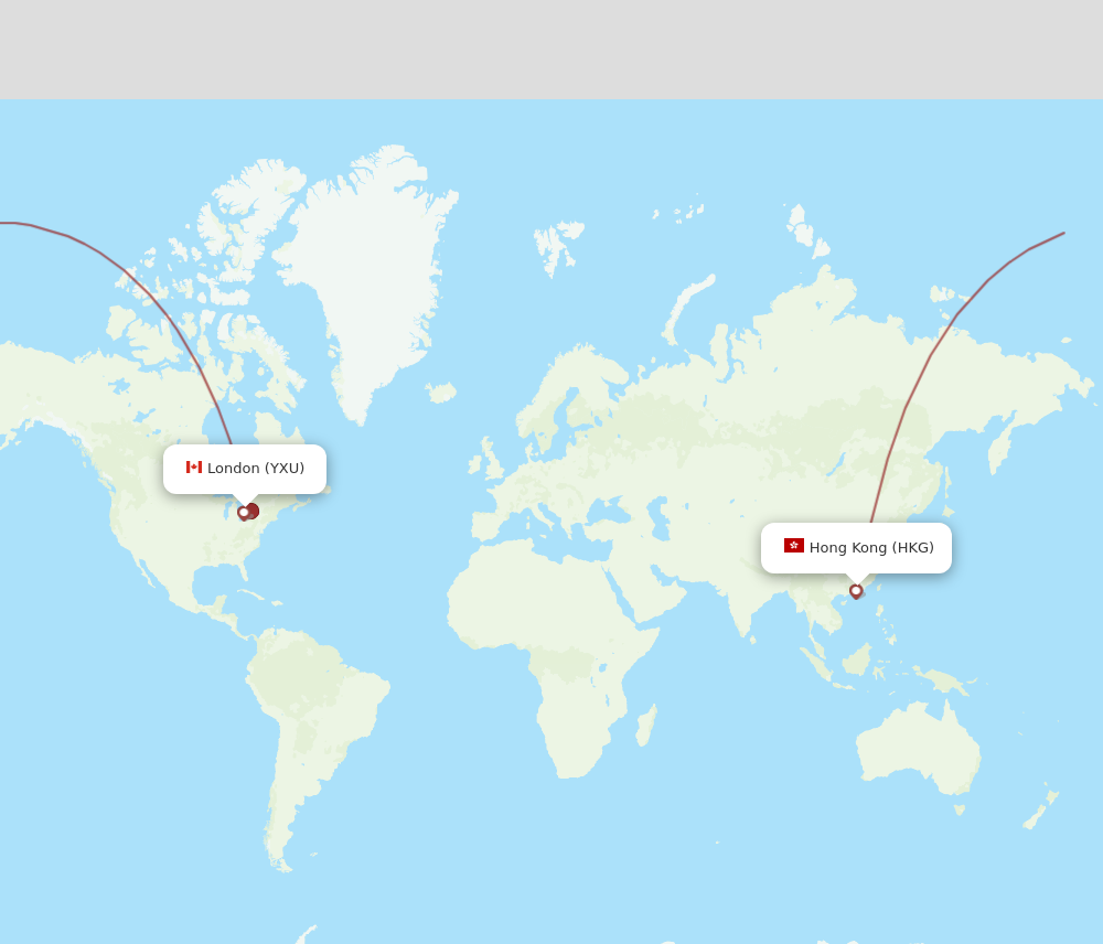 Flights from Hong Kong to London HKG to YXU Flight Routes