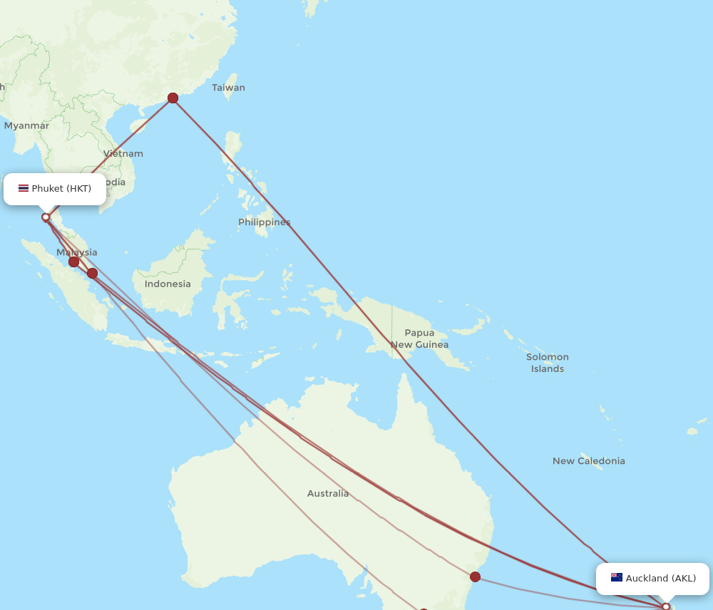 Flights from Phuket to Auckland, HKT to AKL - Flight Routes