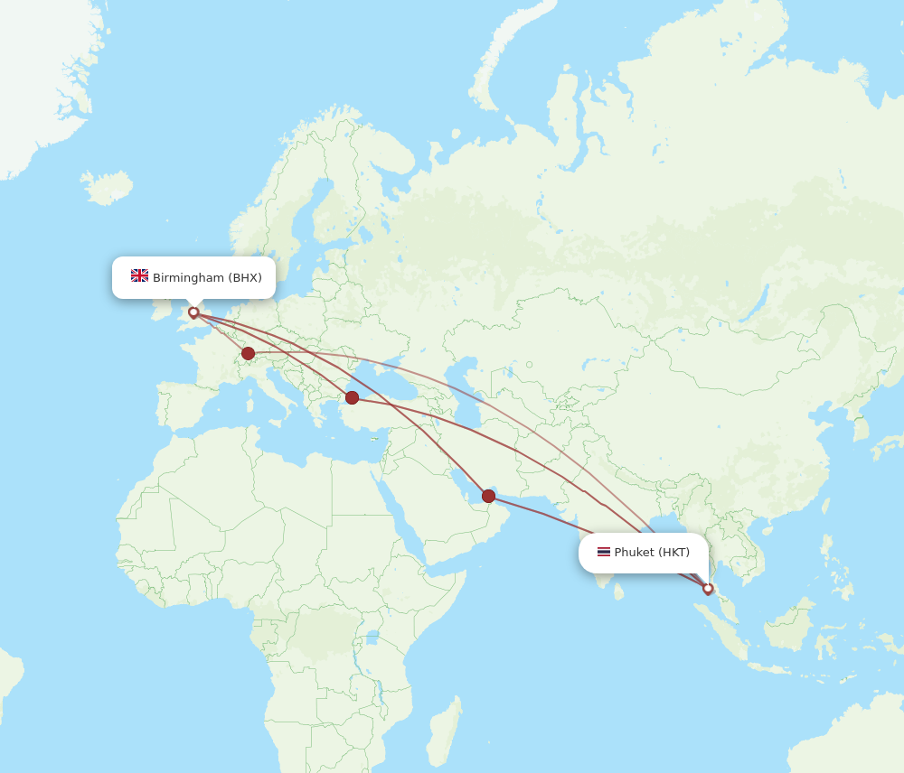 Flights from Phuket to Birmingham HKT to BHX Flight Routes