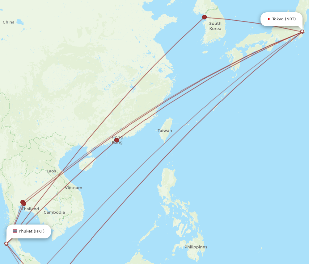 Flights from Phuket to Tokyo HKT to NRT Flight Routes