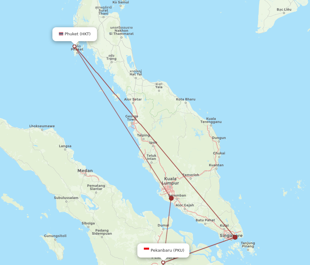 HKT to PKU flights and routes map