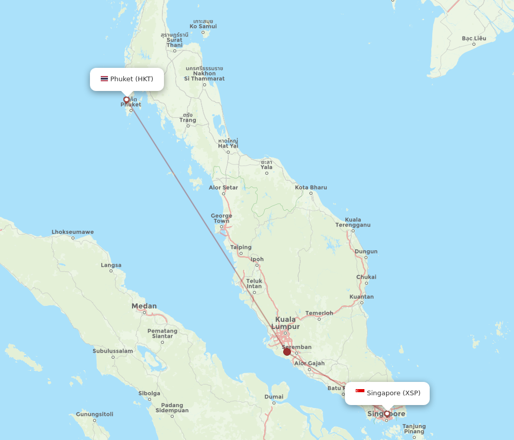 Flights from Phuket to Singapore HKT to XSP Flight Routes