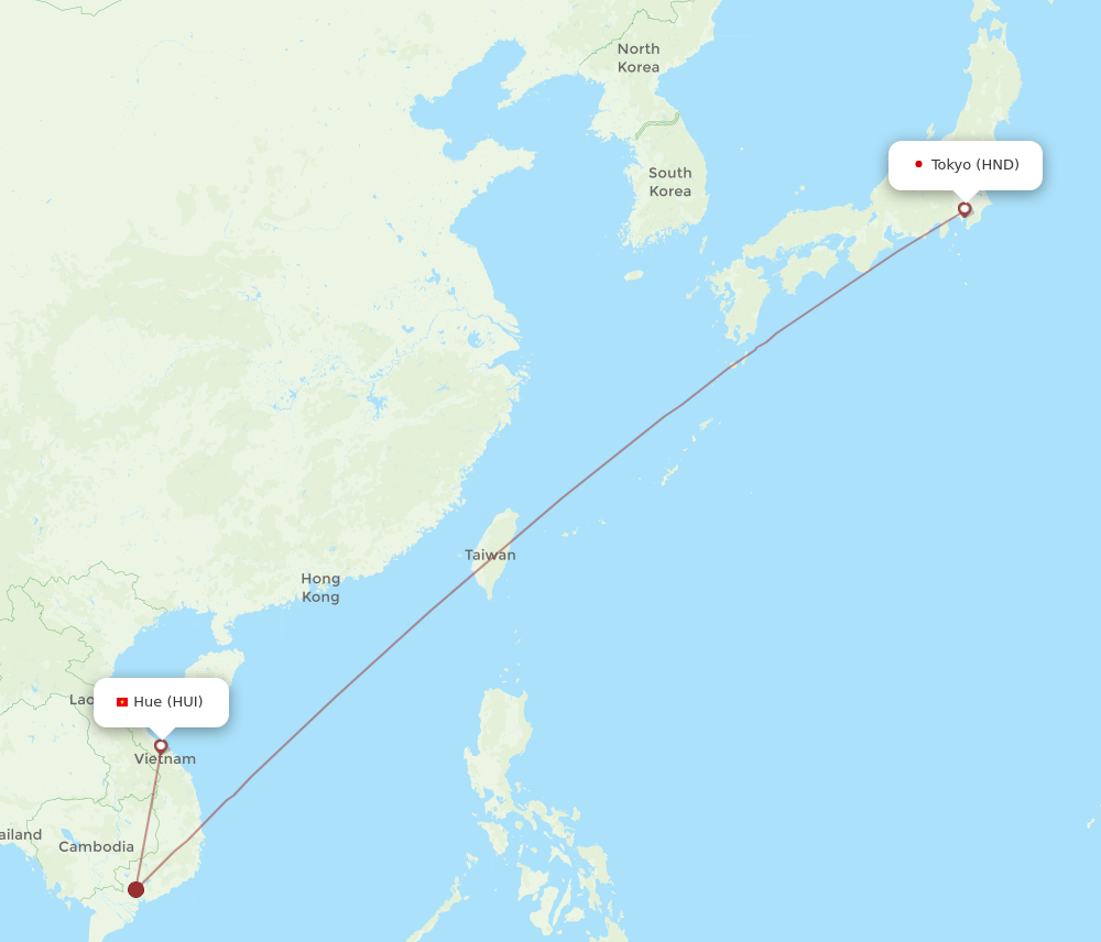 Flights from Tokyo to Hue HND to HUI Flight Routes