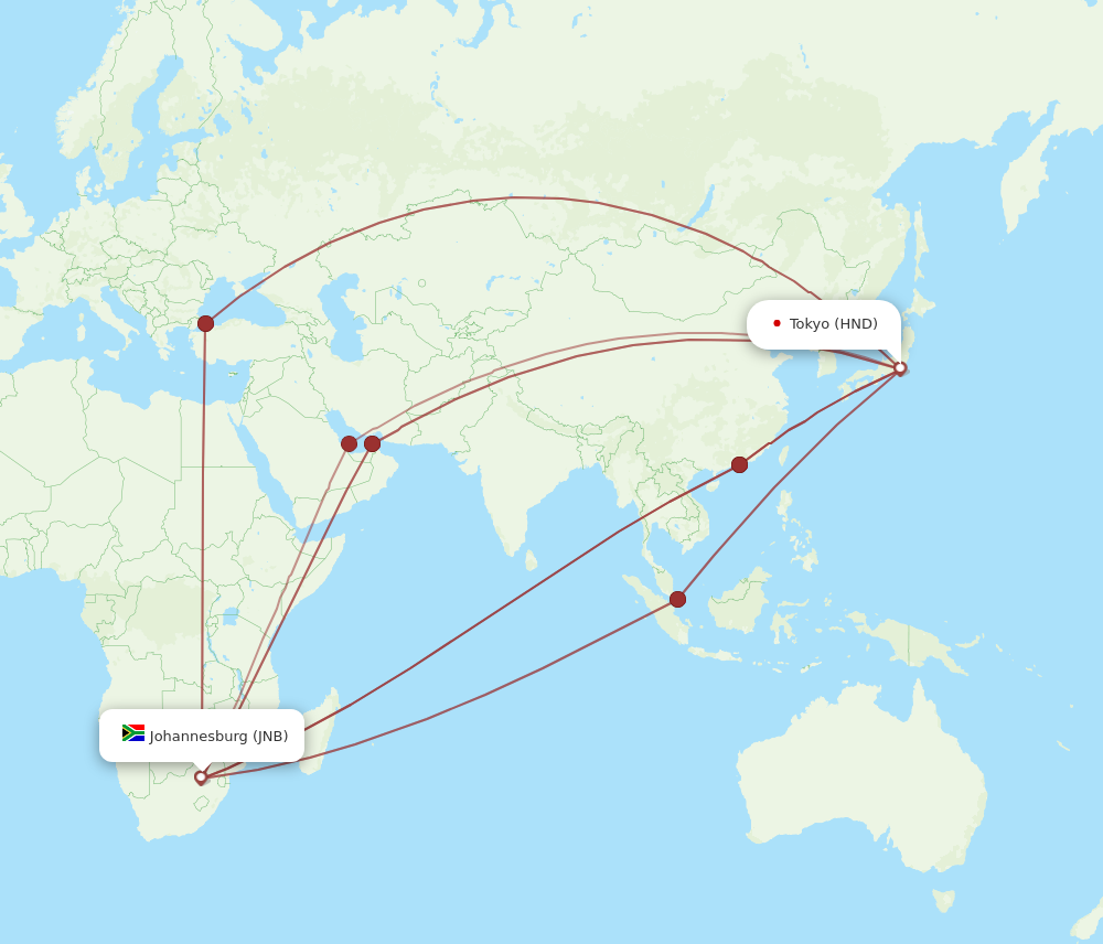 All Flight Routes From Tokyo To Johannesburg Hnd To Jnb Flight Routes 6712