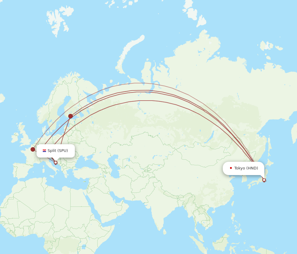 HND to SPU flights and routes map