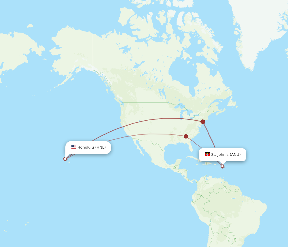 Flights from Honolulu to Antigua HNL to ANU Flight Routes