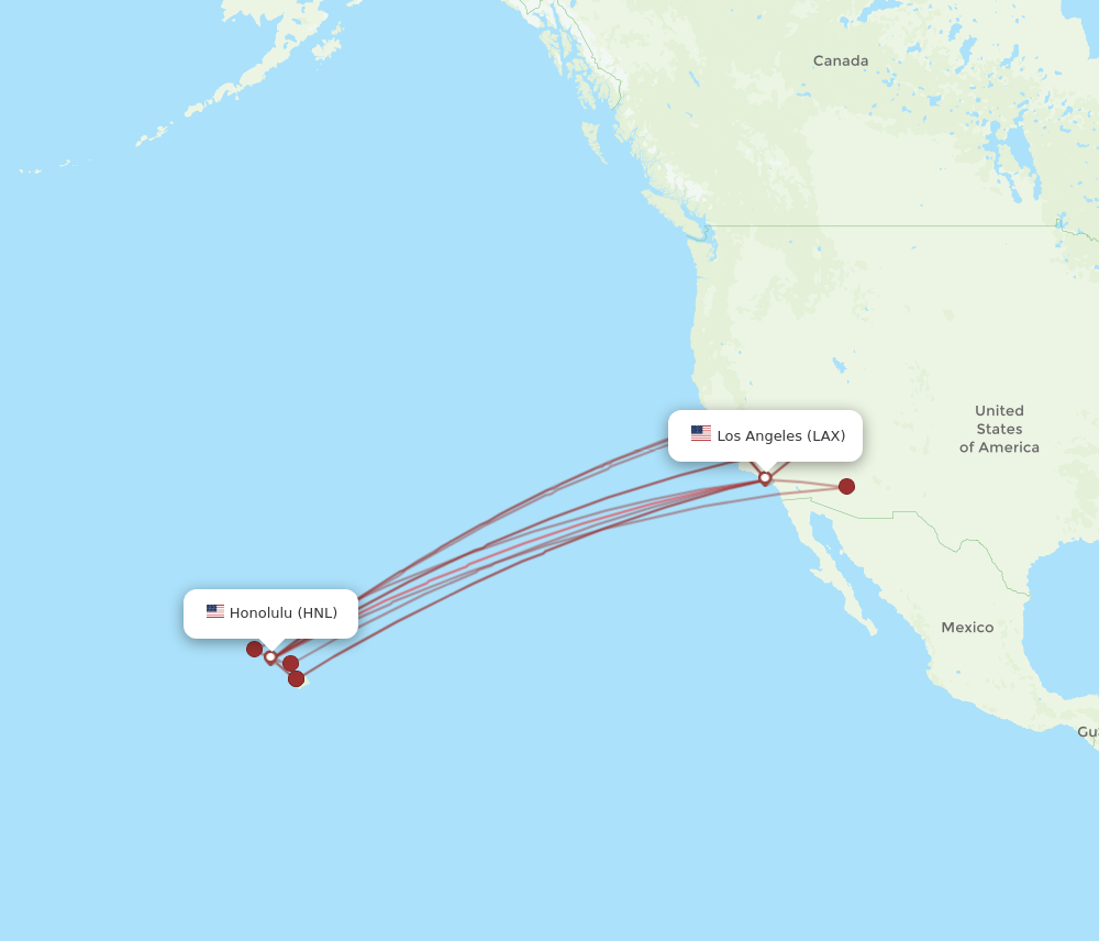 All Flight Routes From Honolulu To Los Angeles Hnl To Lax Flight Routes