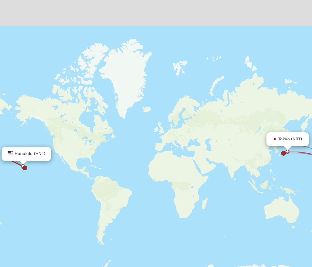 Flights from Honolulu to Tokyo HNL to NRT Flight Routes