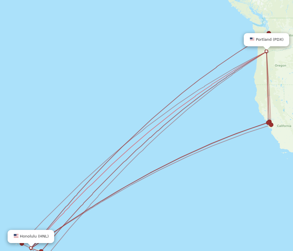 Flights from Honolulu to Portland HNL to PDX Flight Routes