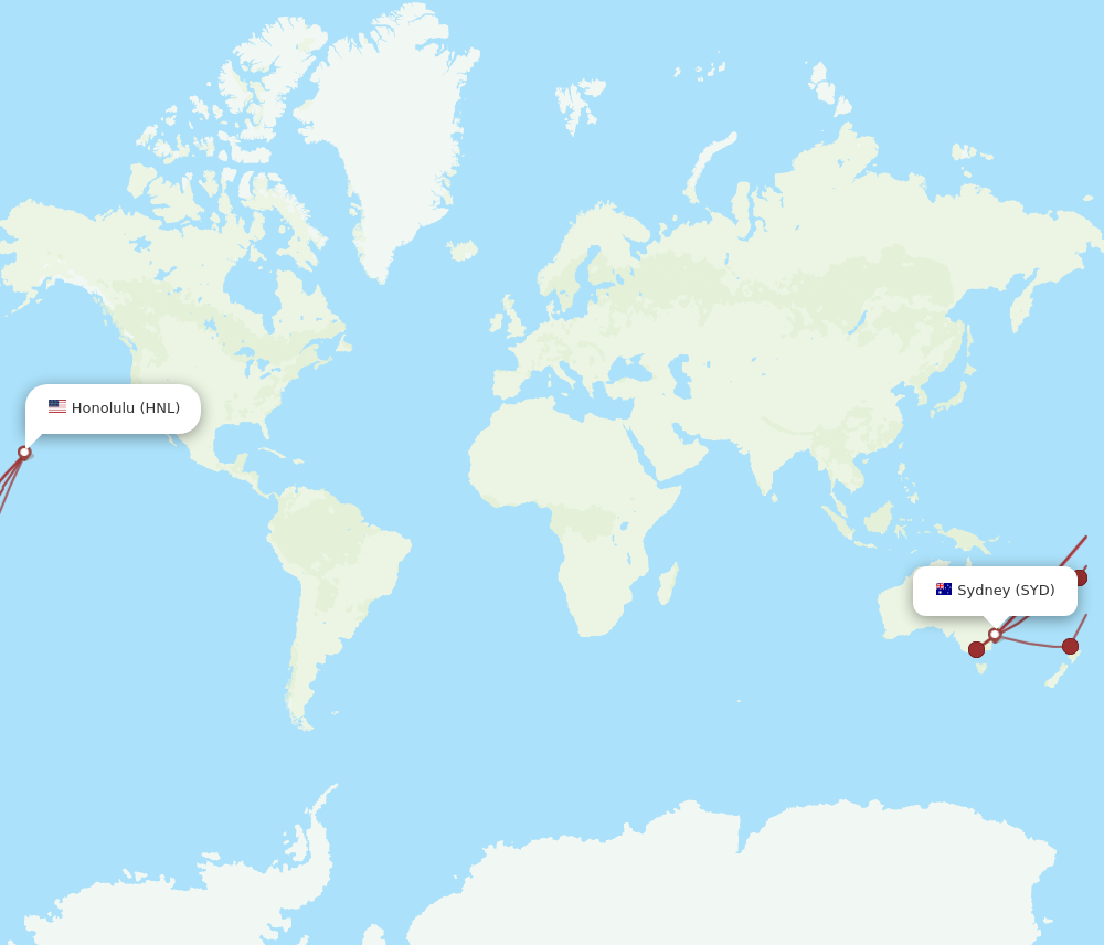 Flights from Honolulu to Sydney HNL to SYD Flight Routes