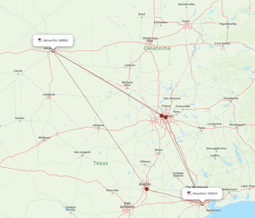 Flights from Houston to Amarillo HOU to AMA Flight Routes