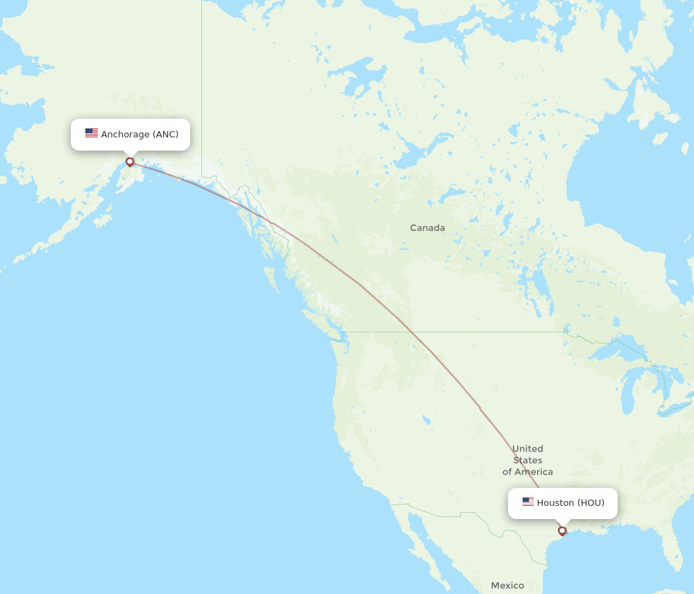 Flights from Houston to Anchorage HOU to ANC Flight Routes