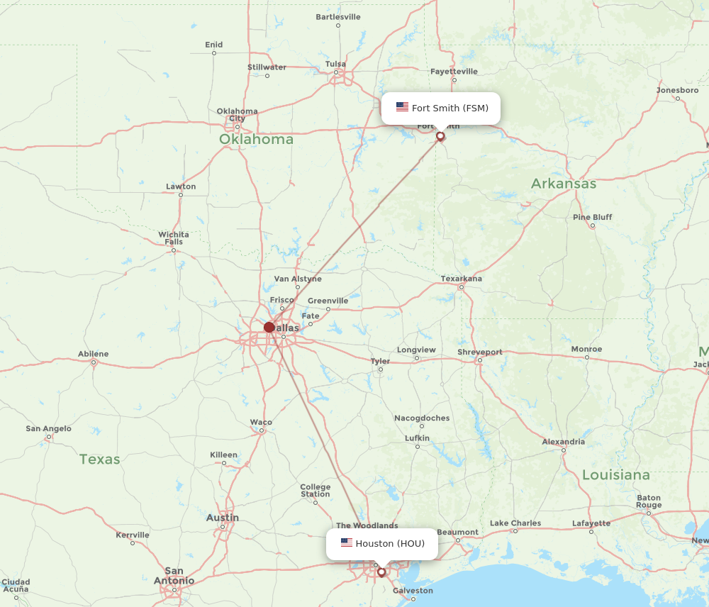 Flights from Houston to Fort Smith HOU to FSM Flight Routes