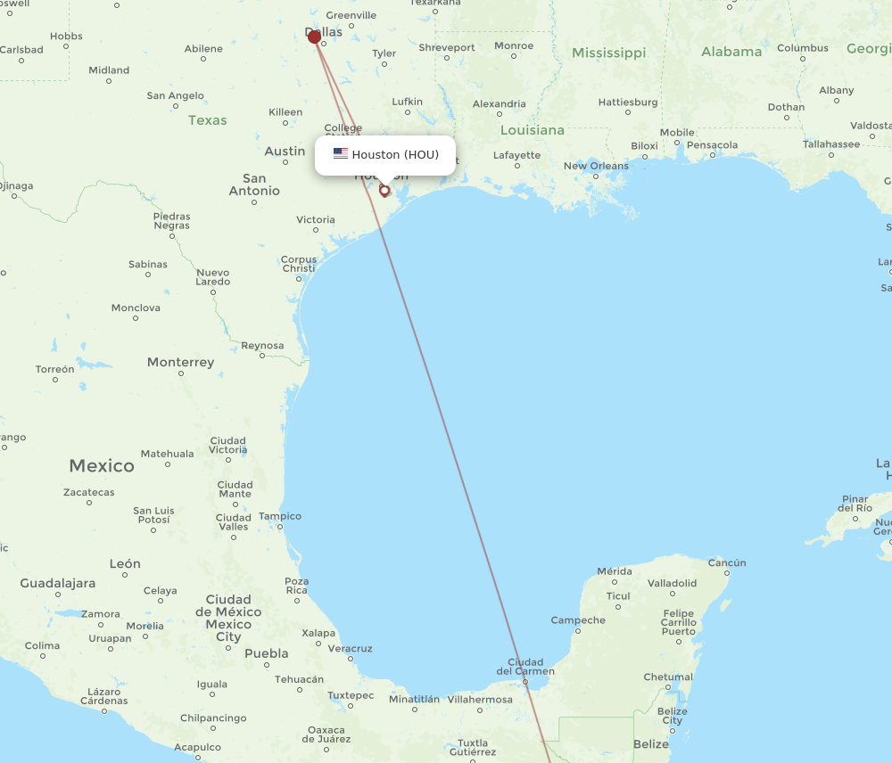 Flights from Houston to Guatemala City HOU to GUA Flight Routes