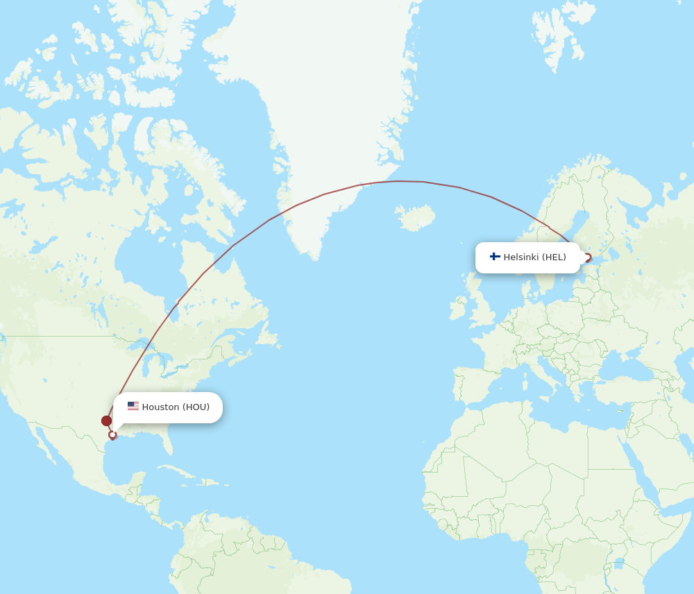 Flights from Houston to Helsinki HOU to HEL Flight Routes