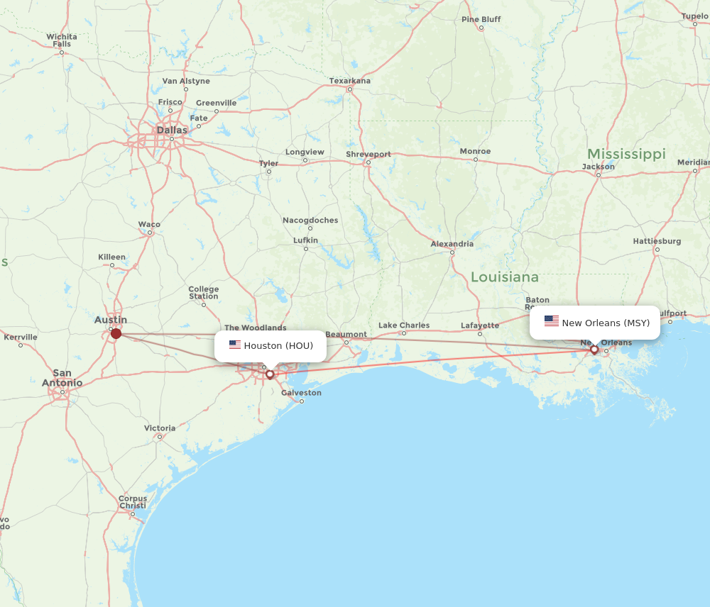 Flights from Houston to New Orleans HOU to MSY Flight Routes