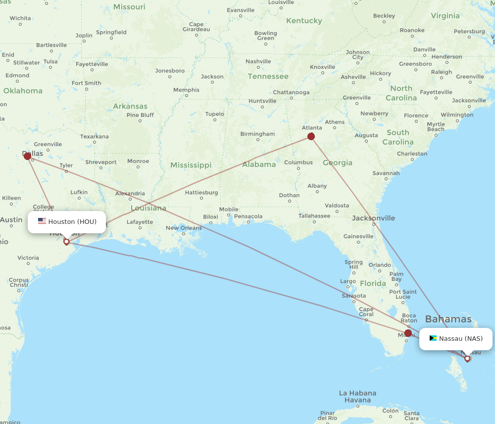 Flights from Houston to Nassau HOU to NAS Flight Routes