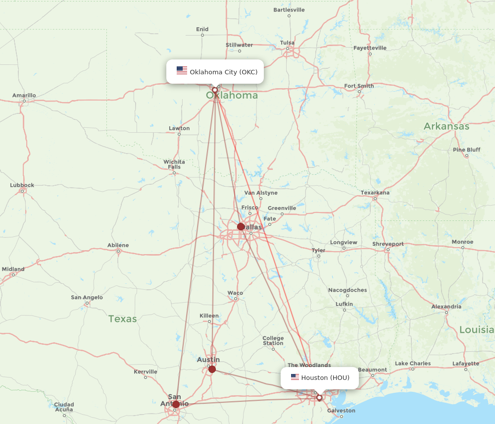 Flights from Houston to Oklahoma City HOU to OKC Flight Routes