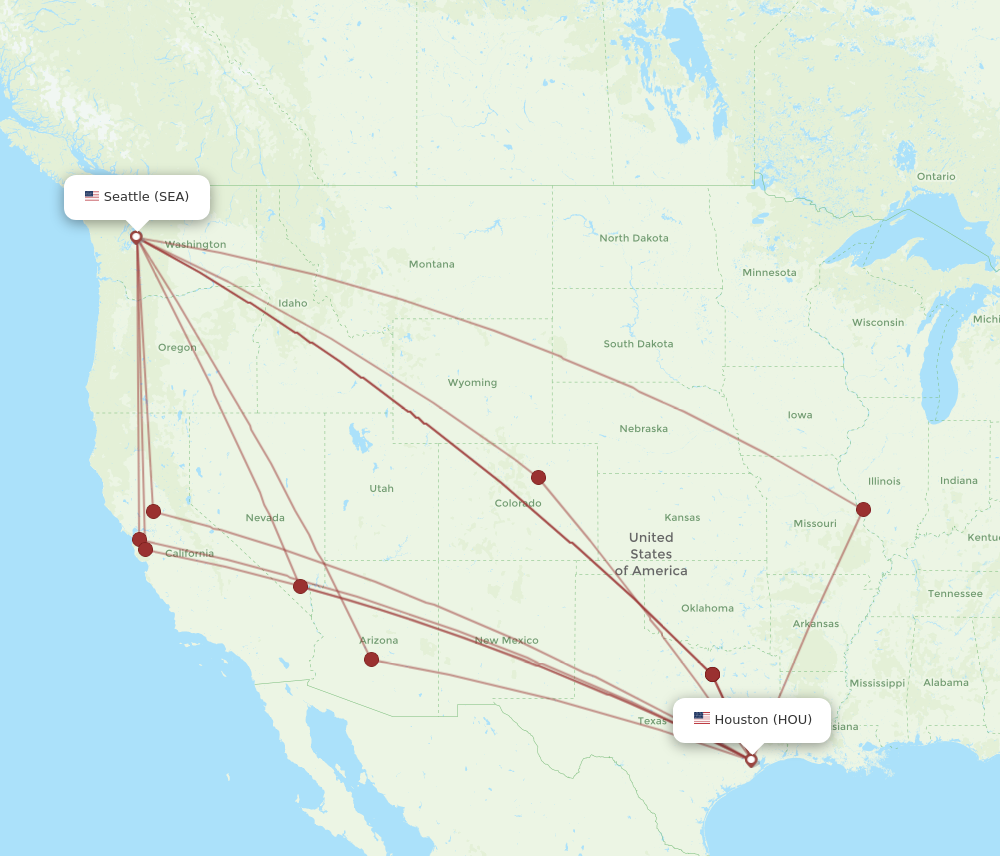 Flights from Houston to Seattle HOU to SEA Flight Routes