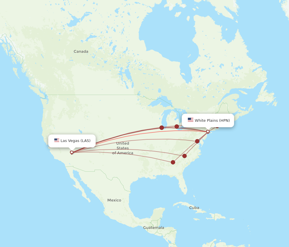 Flights from Westchester County to Las Vegas, HPN to LAS Flight Routes